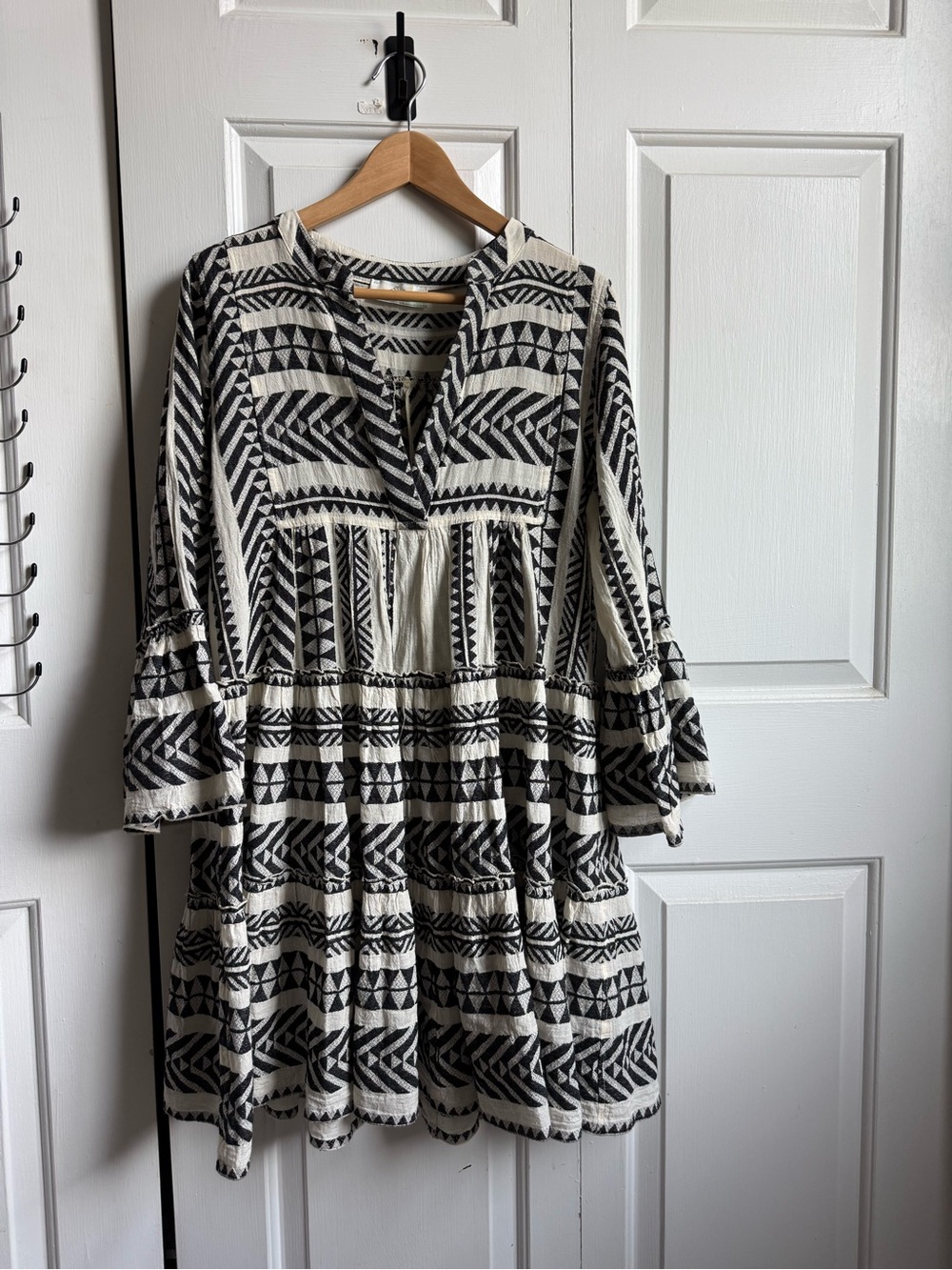 Devotion TWINS Ella  Black and Cream Geometric Dress